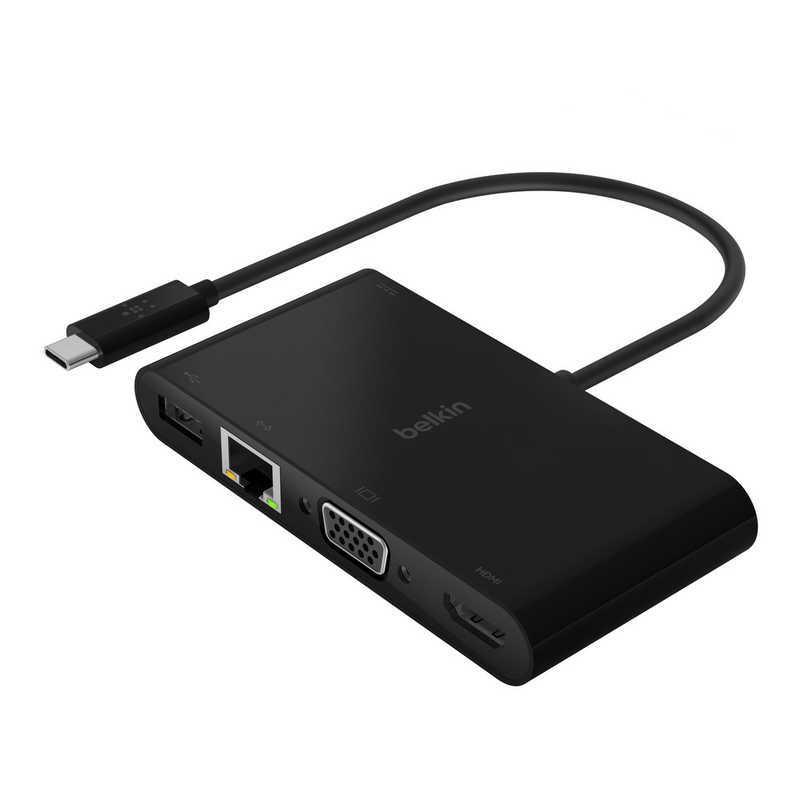 BELKIN　USB-Cマルチメディア+USB-C 100W PD 変換アダプタ(LANポート、HDMI、VGA USB-A、USB-C)　AVC004btBK