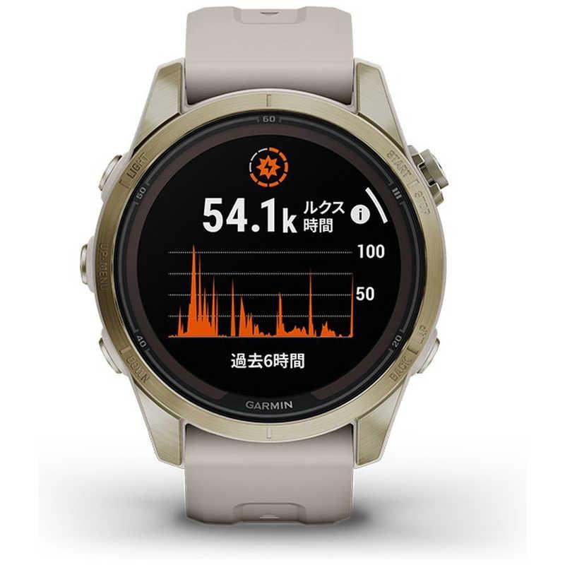 GARMIN　スマートウォッチ fenix 7S Pro Sapphire Dual Power Soft Gold / Light Sand(Suica対応)　010-02776-62｜y-kojima｜06