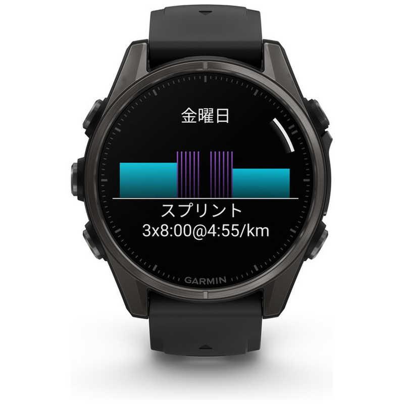 GARMIN fenix 8(フェニックス 8)Sapphire AMOLED 43mm GPSスマートウォッチ Ti Carbon Gray DLC/ Black 010-02903-27の画像