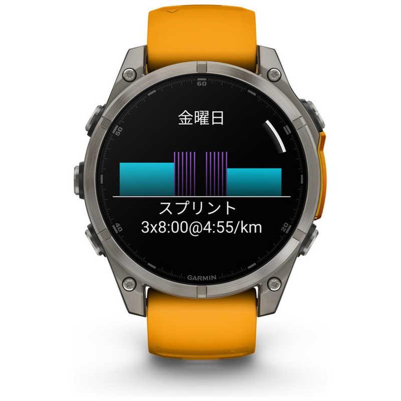 GARMIN fenix 8(フェニックス 8)Sapphire AMOLED 47mm GPSスマートウォッチ Ti/ Orange Ti/ Orange 010-02904-17の画像