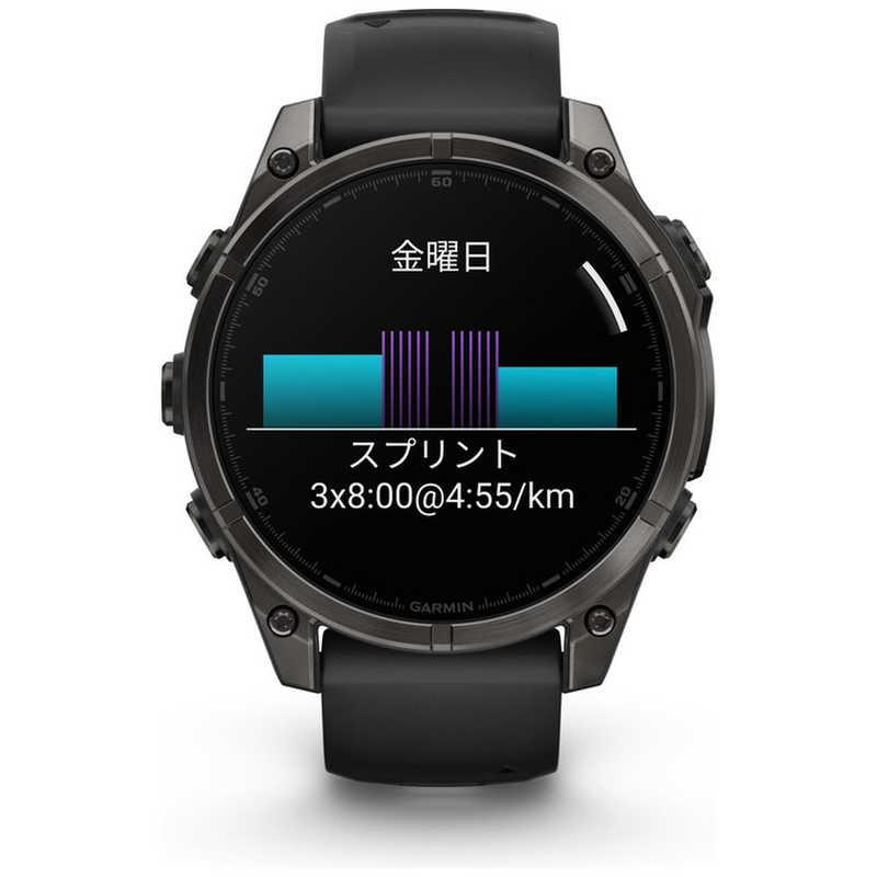 GARMIN fenix 8(フェニックス 8)Sapphire AMOLED 51mm GPSスマートウォッチ Ti Carbon Gray DLC/ Black 010-02905-62の画像
