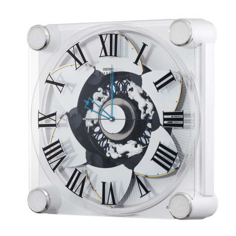 音楽機能付きからくり電波掛時計 店内展示未使用品1年間のメーカー保証書 セイコー からくり時計 ( エムブレム) ［電波自動受信機能有］ 白