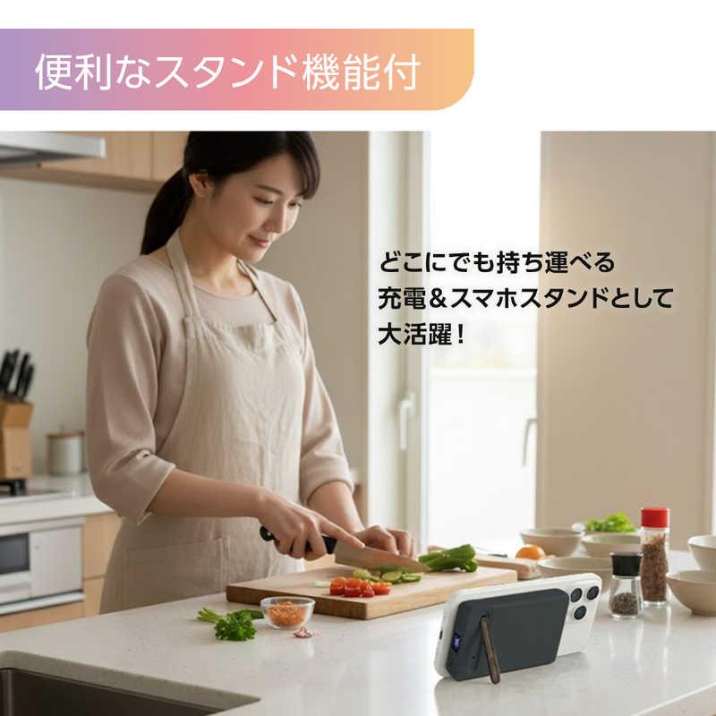 オズマ ワイヤレス準固体モバイルバッテリー 10000mAh PD20W スタンド