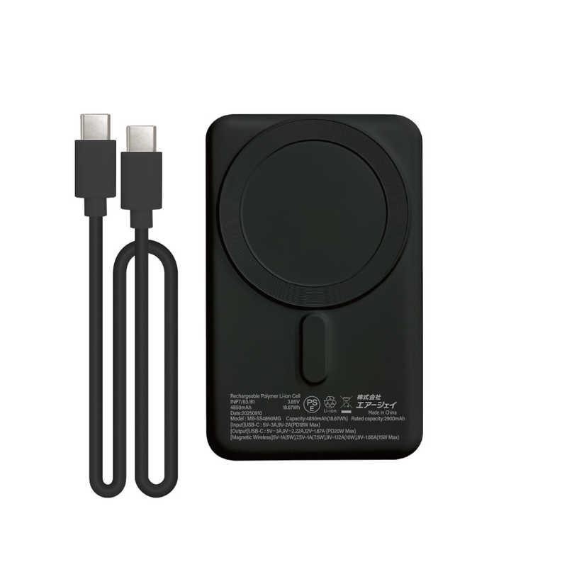 エアージェイ 準固体モバイルバッテリーマグセーフ対応 4850mAh BK