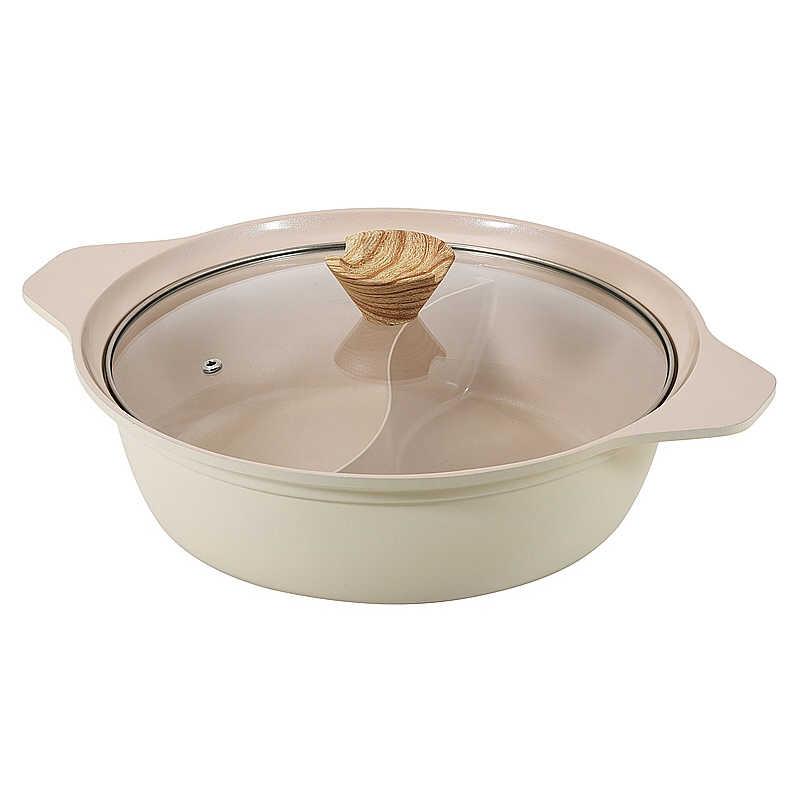 パール金属 フィオーレセラミック加工IH対応ガラス蓋付二食鍋28cm HC