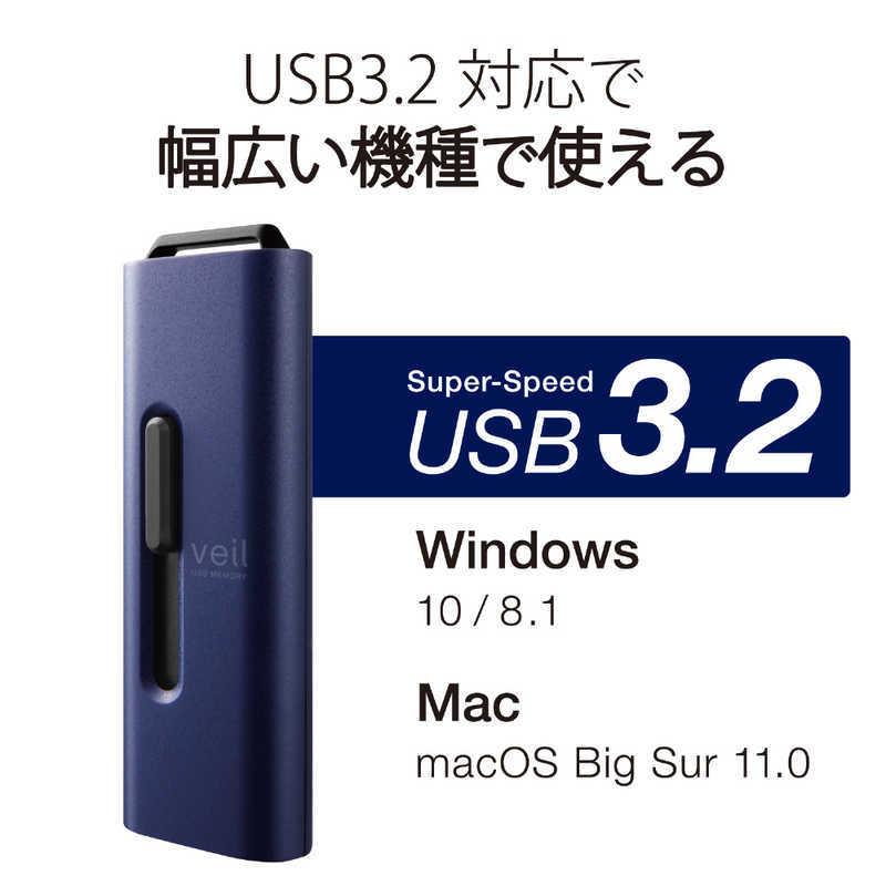 エレコム　ELECOM　USBメモリ ブルー  128GB  USB3.2  USB TypeA  スライド式 　MF-SLU3128GBU｜y-kojima｜04