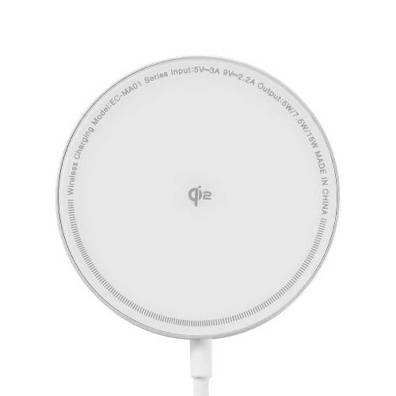 エレコム　ELECOM　ワイヤレス充電器 Qi 認証 Qi2 対応 15W / 7.5W / 5W マグネット式 卓上 ケーブル一体 1.5m 置くだけ充電器 ホワイトフェイス　W-MA04WF｜y-kojima｜05