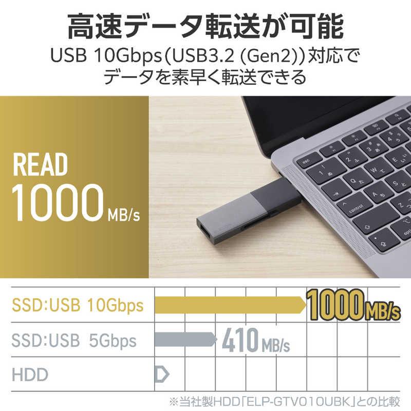 SSD 外付け 2TB USB3.2Gen2 読込最大1000MB/秒 USBメモリ型 ポータブルSSD スライド式 高速 耐衝撃 USB Type-C/ USB-A 両対応 ブラック　ESD-EWC2000GBKの画像