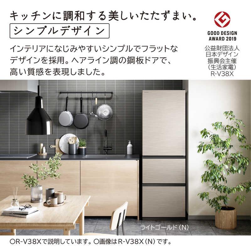 日立　HITACHI　冷蔵庫 3ドア 375L 右開き Vタイプ 真ん中野菜室 サッと急冷却 幅60cm ライトゴールド　R-V38X-N（標準設置無料） 日立（HITACHI） 冷蔵庫 3ドア 375L 右開き Vタイプ 真ん中野菜室