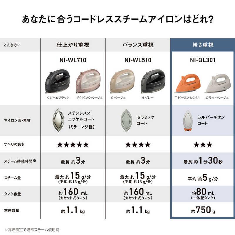 パナソニック Panasonic コードレススチームアイロン 軽量 ピール