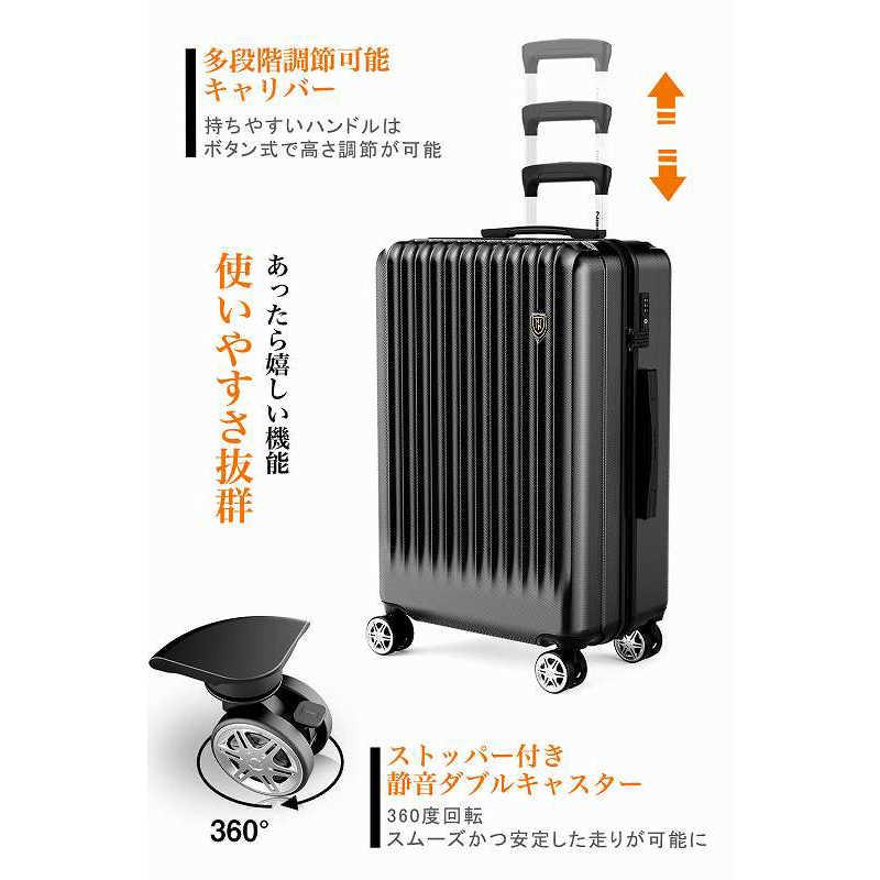 NEWTRIP 超軽量スーツケース 0701 Plus Sサイズ ブラック NTGB0701P