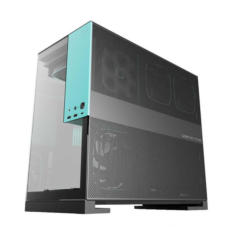 GEOMETRICFUTURE　PCケース ［ATX / Micro ATX / Extended ATX / Mini-ITX］ Model 5 Plus ブラック/ターコイズブルー　GF-M5-BB PLUS_1