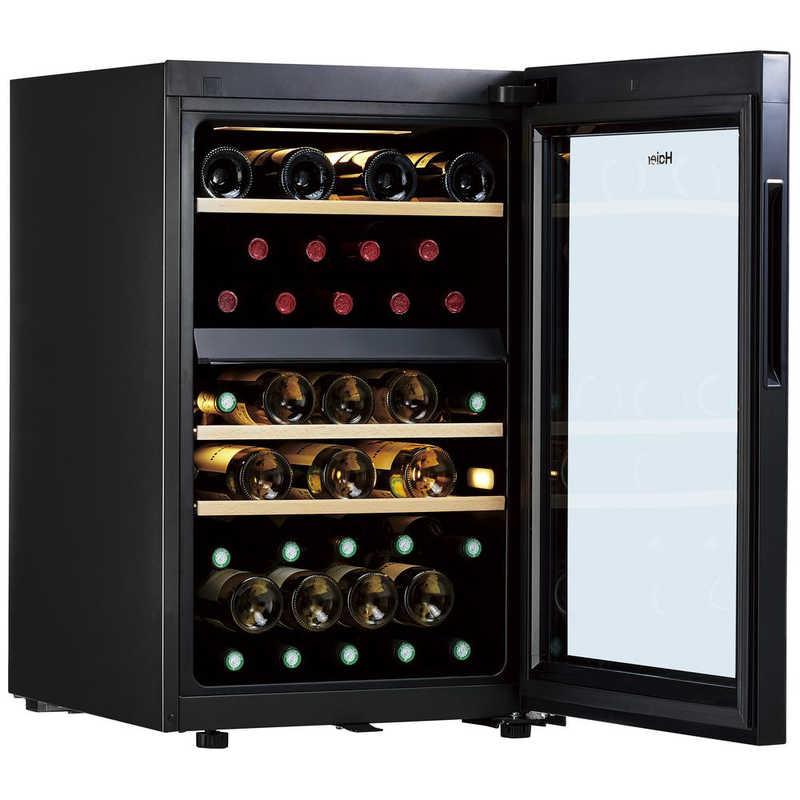 ハイアール ワインセラー 108L 木製ラック ブラック 41本 右開き JQ-F108A-K（標準設置無料）の画像