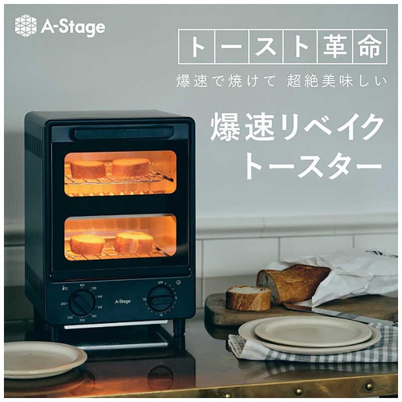 A-STAGE　オーブントースター 爆速リベイクトースター 食パン2枚　OT01A-BKの画像
