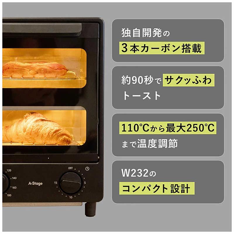A-STAGE　オーブントースター 爆速リベイクトースター 食パン2枚　OT01A-BKの画像