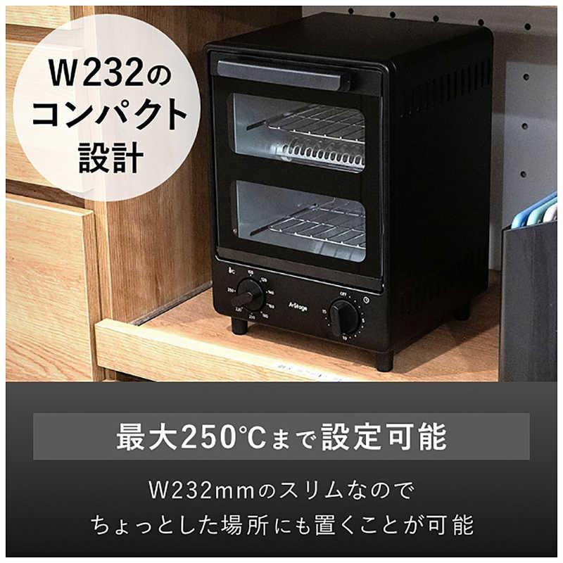 A-STAGE　オーブントースター 爆速リベイクトースター 食パン2枚　OT01A-BKの画像