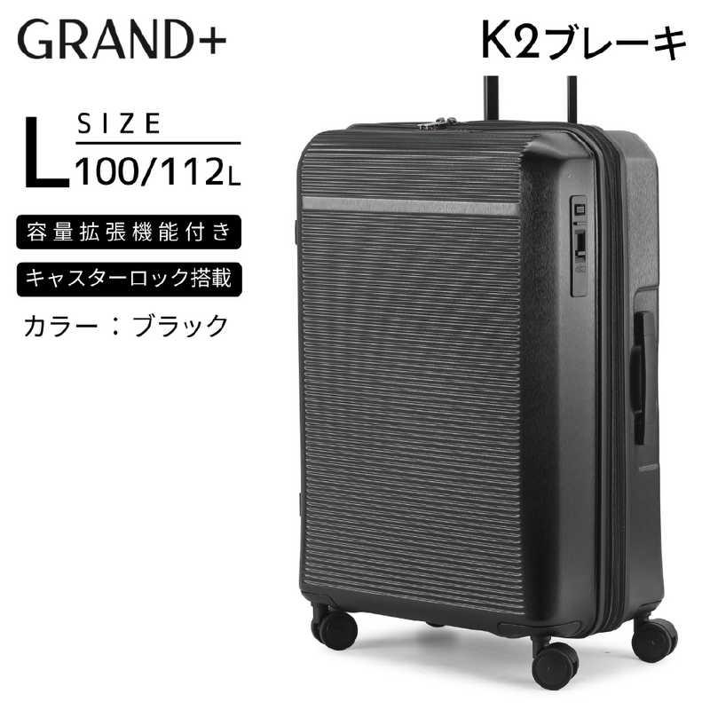GRAND+ グランプラス 旅行バッグ 押しひろげる役立つこと付き添い人 静音キャスター K2うち切り L大きさ 一時滞在標準尺度：1週以上 [TSA鍵を掛ける積み上げる / 100L] 黒いこと K2BL-01
