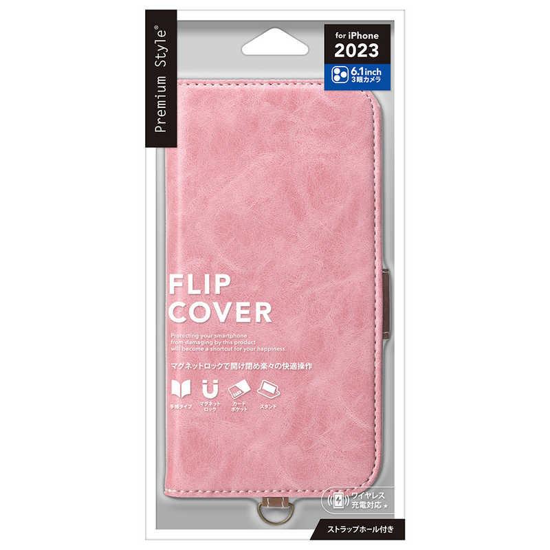 PGA iPhone 15 Pro(6.1インチ) フリップカバー Premium Style ダスティ