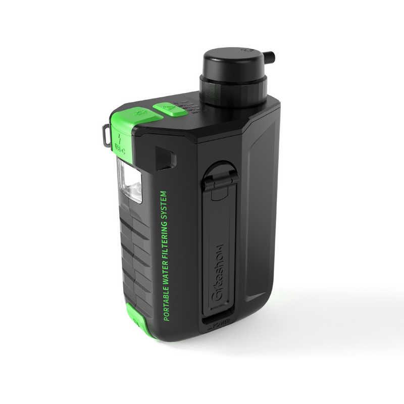 GREESHOW 電動式携帯浄水器 手回し ソーラー充電機能 LEDライト