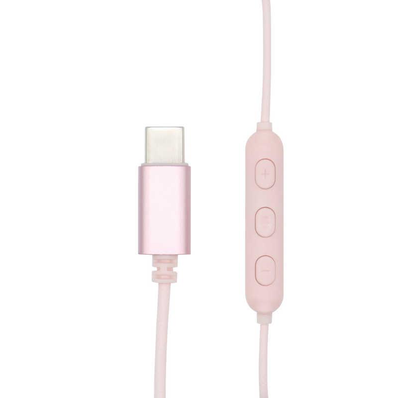 クオリティトラストジャパン USB Type-C用 有線イヤホン ピンク QTC