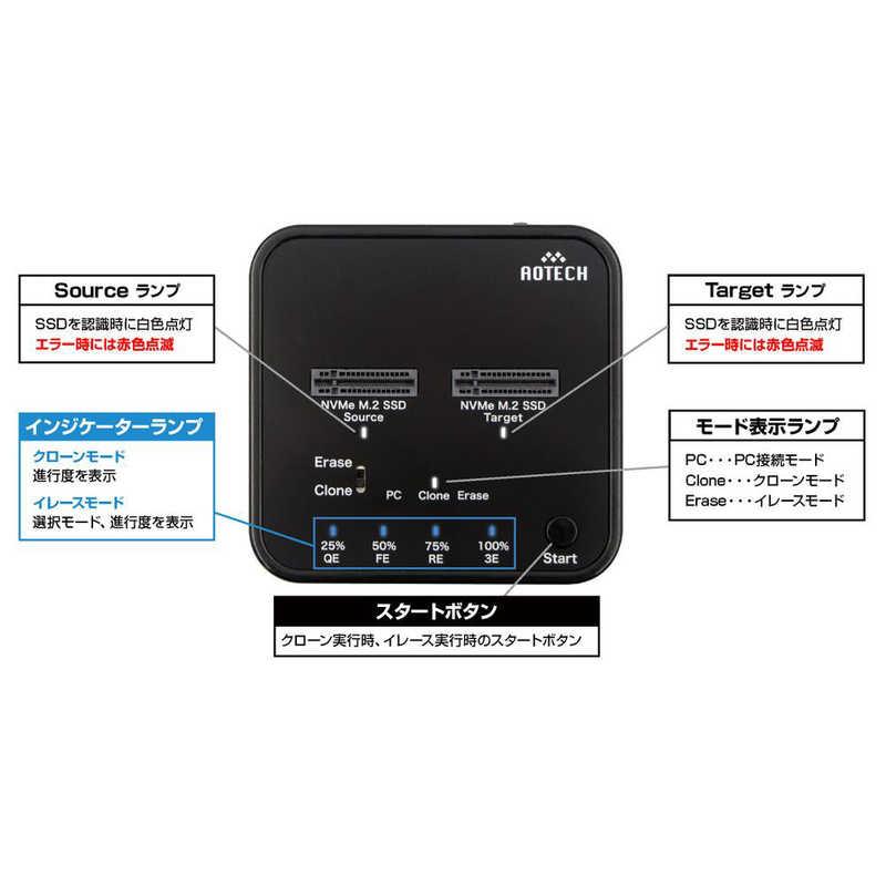 アオテック SSDスタンド USB-C接続 クローン＆イレース機能(Mac