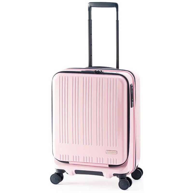 アジア・ラゲージ【機内持ち込みサイズ】ハードキャリー MAXBOX フロントオープンタイプ（パステルピンク） 重さ3.0kg 容量38L→44L MX-8011-18W-PK【3〜4泊目安】14インチPC収納ポケット付き 静音 スーツケース キャリーバッグ キャリーケース A.L.I ハードキャリー MAXBOX フロントオープンタイプ パステルピンク