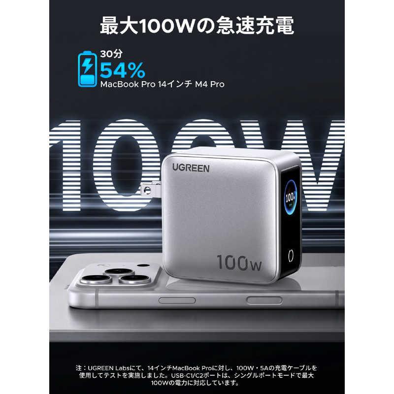 UGREEN Nexode Pro タッチスクリーン搭載 100W 急速充電器 4ポート