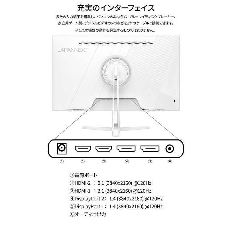JAPANNEXT ゲーミングモニターホワイト HDMI2.1 DPDSC相当 PS5 4K