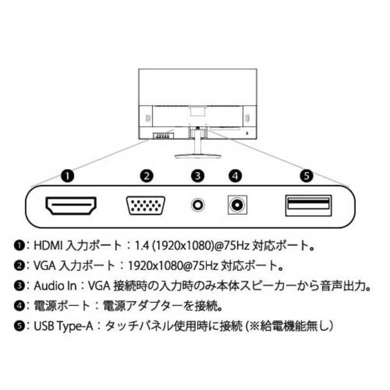 JAPANNEXT　PCモニター (タッチパネル) [23.8型 /フルHD(1920×1080) /ワイド]　JN-IPS238FHD-T｜y-kojima｜07