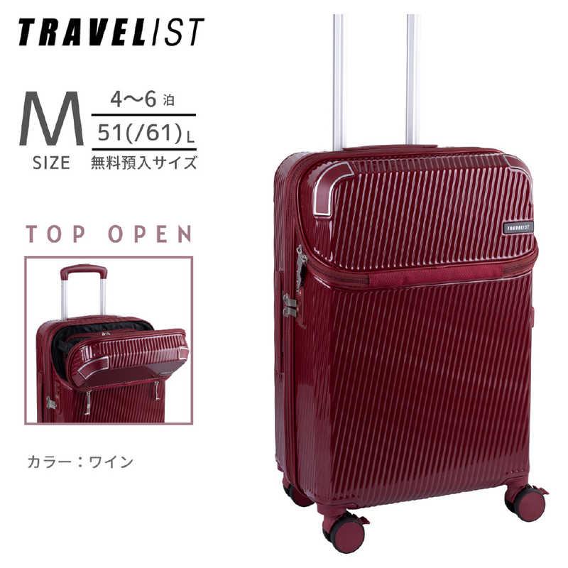 トラベリスト　トップオープン型キャリー ストッパー付 無料預入 ( Mサイズ ) アクセル ［ TSAロック搭載 ］ ワイン　76-25203 トラベリスト トップオープン型キャリー ストッパー付 無料預入 ( M