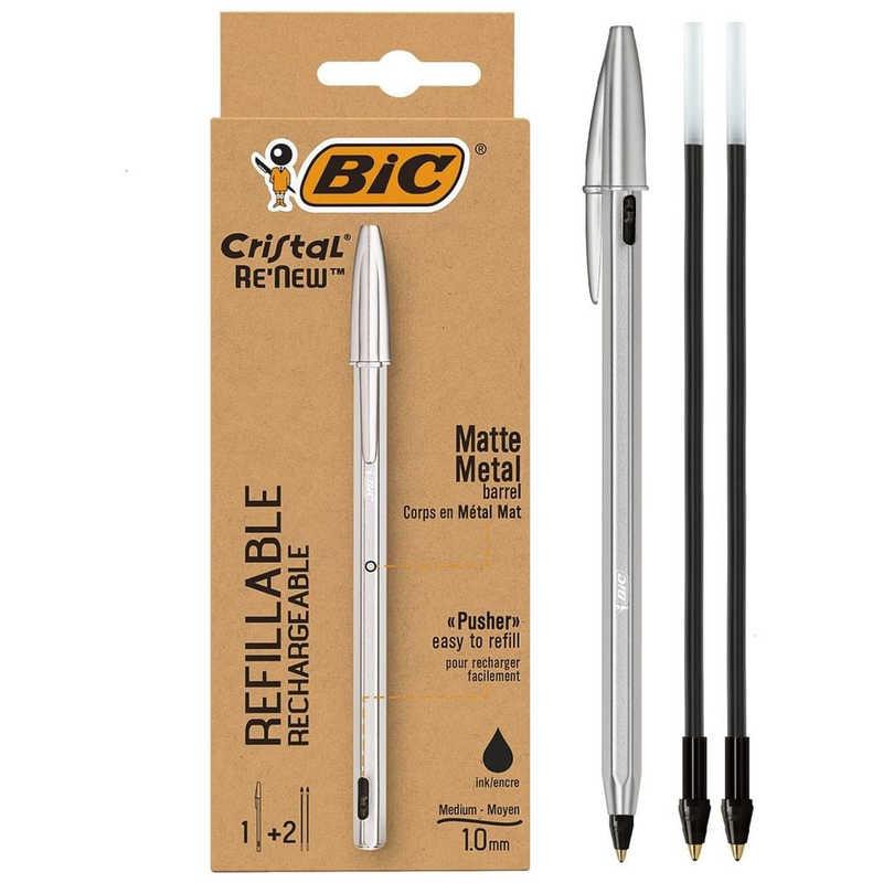 BICジャパン 油性ボールペン クリスタルRENEW 黒 ＋ 2リフィル入り