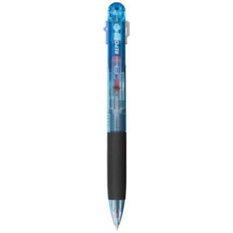 トンボ鉛筆 ［油性ボールペン］リポーター3 3色ボールペン 透明 透明ボールペン 青インク