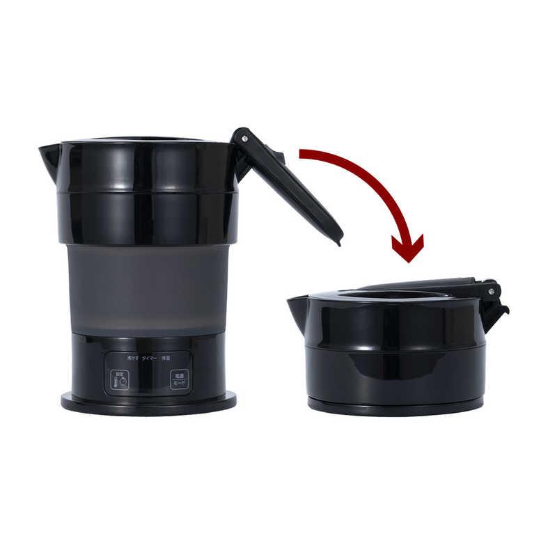 ナカバヤシ　折りたためる電気ケトル 多機能 0.6L ブラック　MBE-TK04/BK