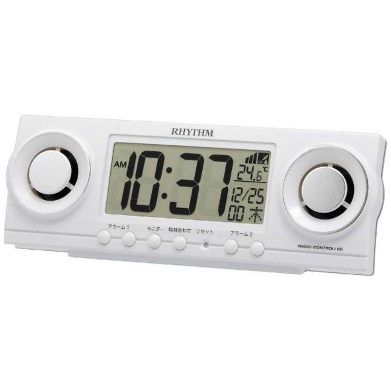 【新品未使用品】RYTHEM 電波時計 RHYTHM リズム 電波目覚まし時計 フィットバトラージューク (白