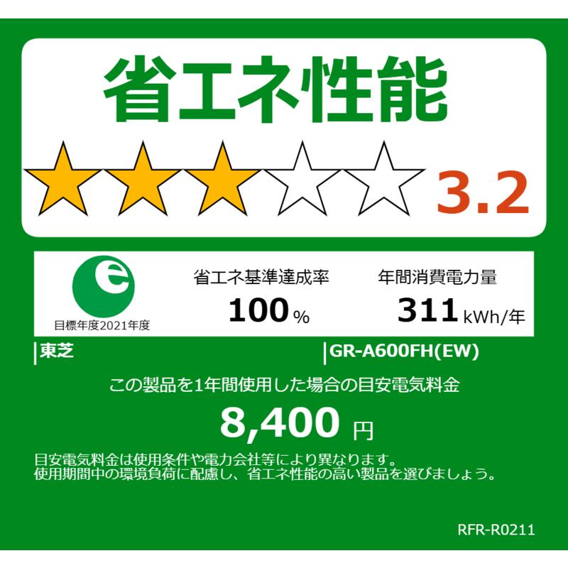 東芝 TOSHIBA 冷蔵庫 6ドア 601L フレンチドア(観音開き) VEGETA 