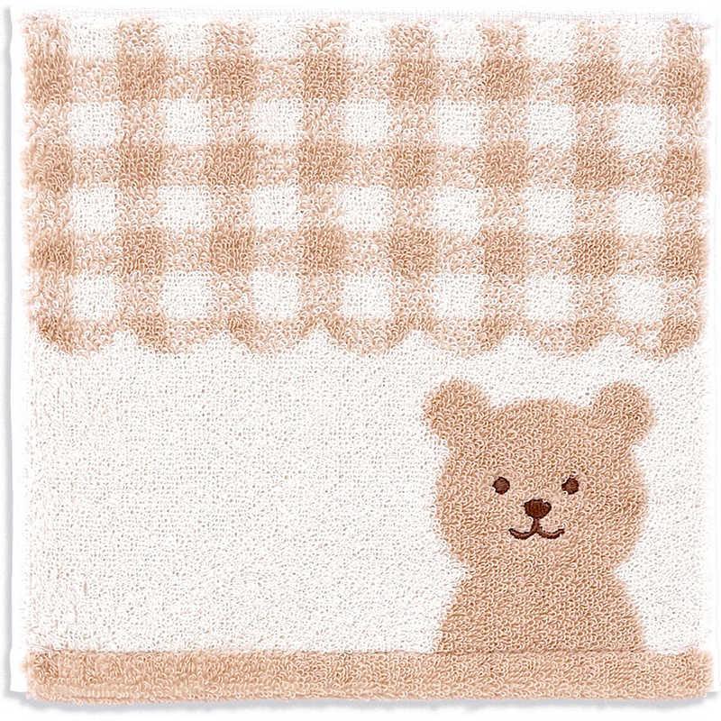 タオル美術館 ナチュラルベア チェックタオルハンカチ アイボリー TMOC