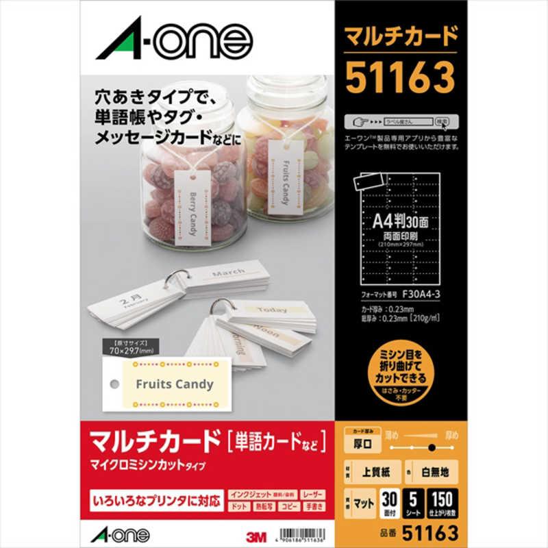 エーワン（A-one） マルチカード 単語カード穴あきタイプ(A4サイズ・30