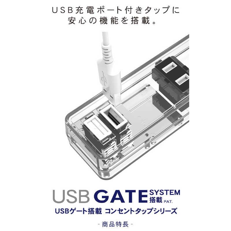 トップランド　USBゲート搭載節電コンセント6個口タップ2.5m ホワイト　GTS625-WT｜y-kojima｜05