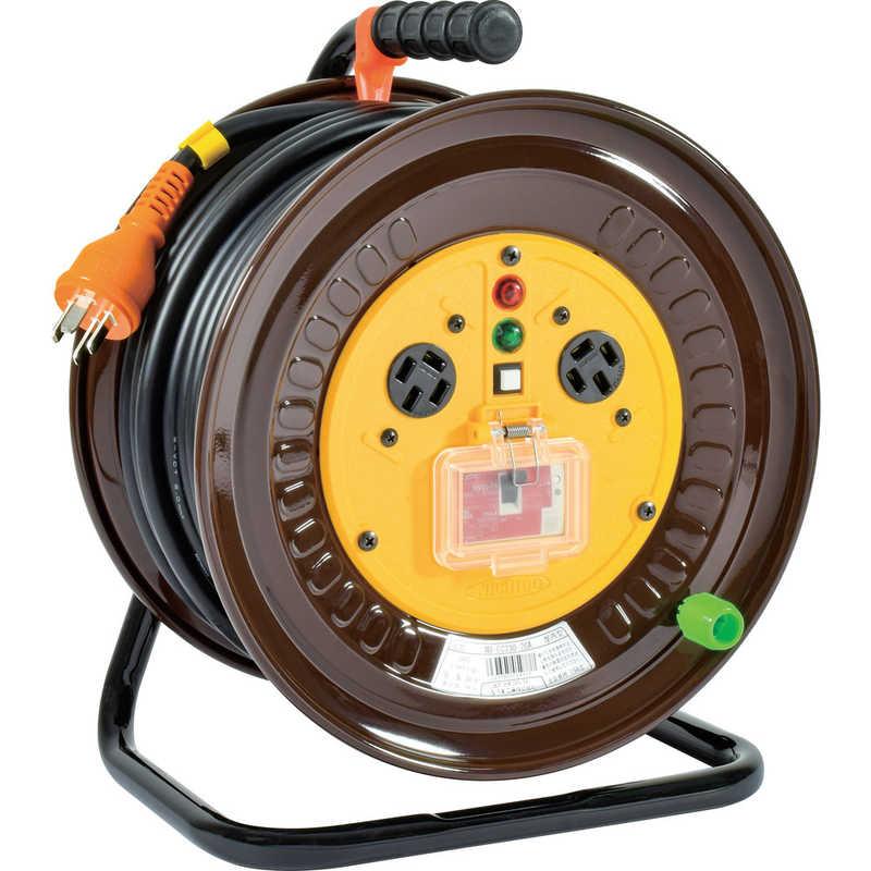 日動工業 日動電工ドラム三相200V過負荷漏電保護兼用ブレーカー付30m 