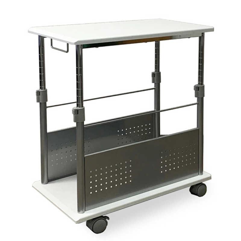 レメックスジャパン　上下昇降パソコンワゴン CPUワゴン L字デスク (上下昇降51〜80cm)(W35xD60xH51〜80cm)MDF集成材 白木目 REMEX　PJC-7201-WH の商品画像