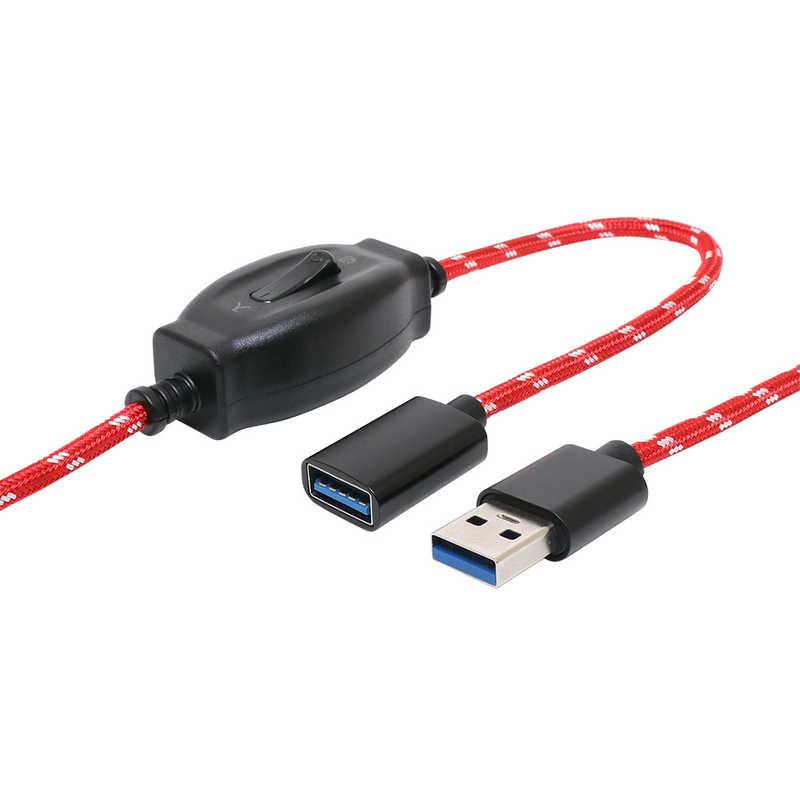 ナカバヤシ　こたつコード調レトロUSB-A延長ケーブル ON/OFFスイッチ付き［USB-A オス→メス USB-A /1.0m /USB3.0準拠］ レッド　USB-EXS301/RD｜y-kojima｜02