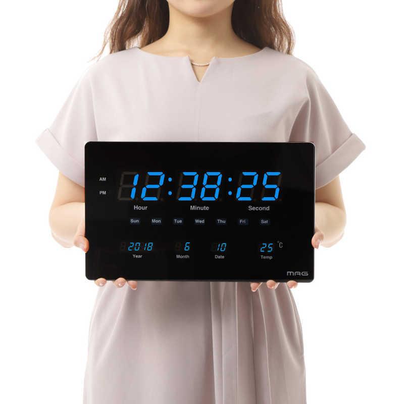 ノア精密 大型LED掛けデジタル時計 デジブルー 置掛両用 W724BK クリスマス特集2022