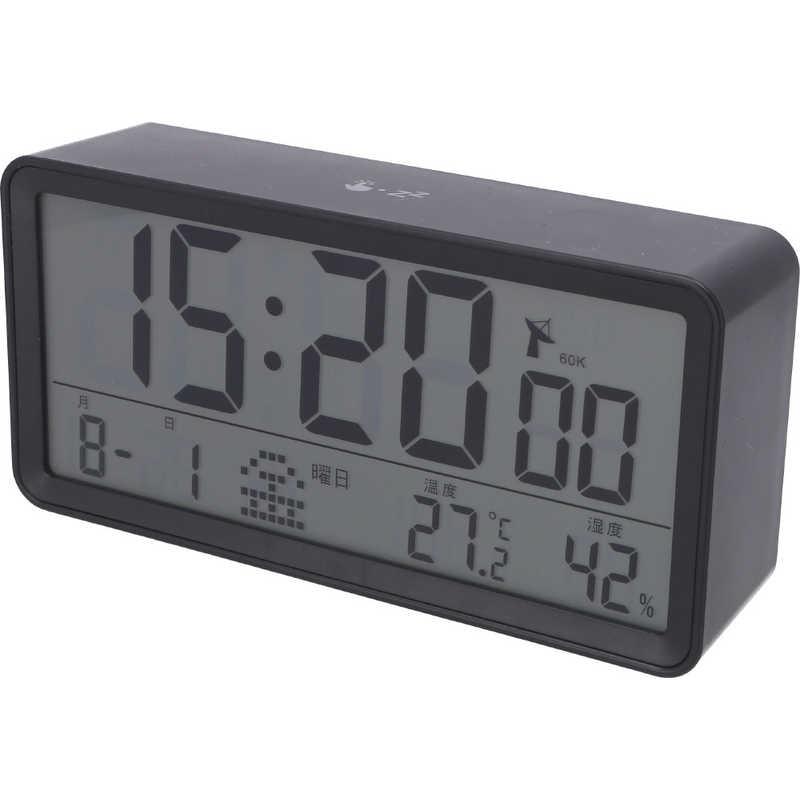 不二貿易 電波デジタル置時計 ラージ ブラック 60693 : コジマYahoo!店