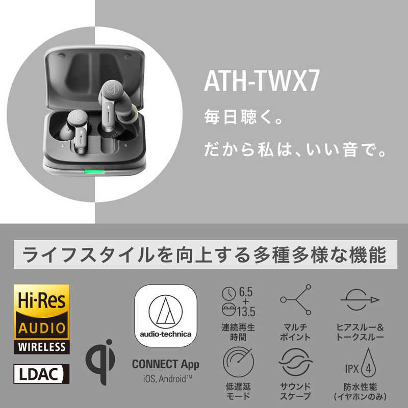 オーディオテクニカ　完全ワイヤレスイヤホン [ ワイヤレス ( 左右分離 ) / Bluetooth / ノイズキャンセリング 対応 ] 　ATH-TWX7 GY