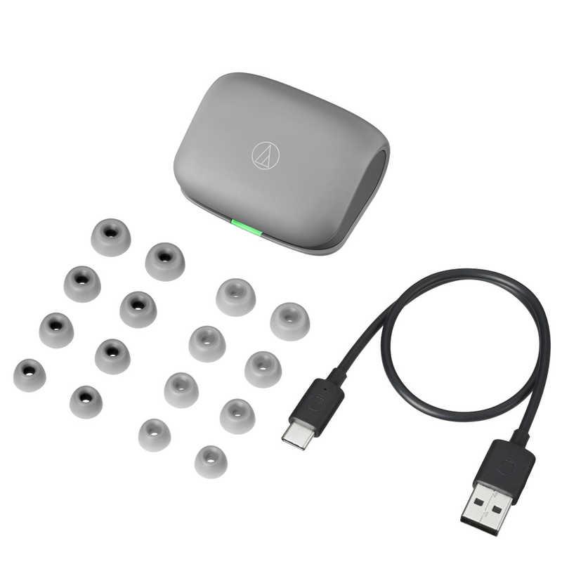 オーディオテクニカ　完全ワイヤレスイヤホン [ ワイヤレス ( 左右分離 ) / Bluetooth / ノイズキャンセリング 対応 ] 　ATH-TWX7 GY