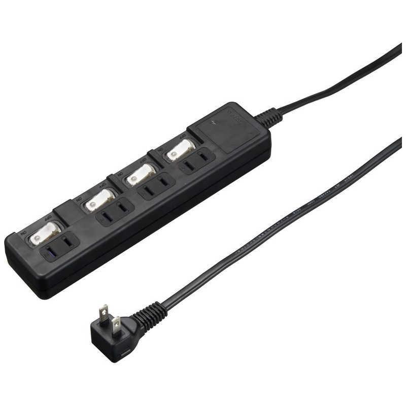 ヤザワ 雷ガード付4個口節電タップ2m ブラック H8KS442BK : コジマ