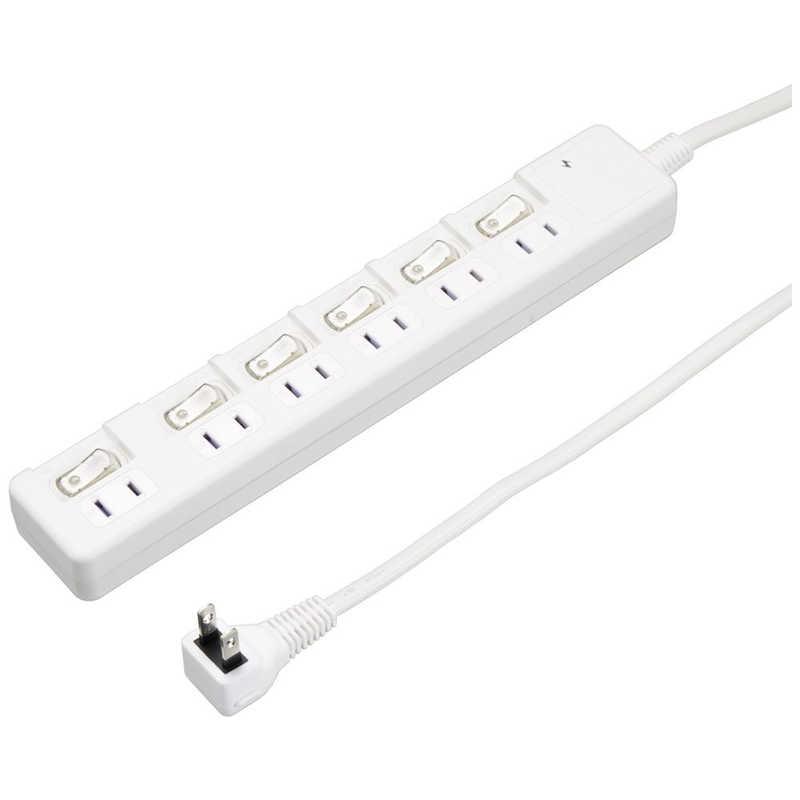ヤザワ 雷ガード付6個口節電タップ2mホワイト H8KS662WH