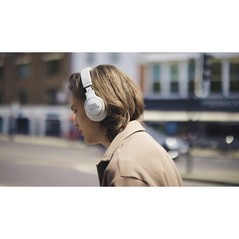 [美品] JBL LIVE 700BT ワイヤレスヘッドホン ホワイト JBL Bluetooth Noise-Canceling Over-Ear Headphones, White