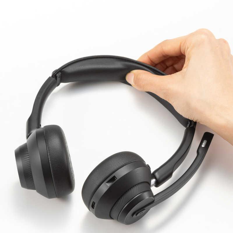 サンワサプライ Bluetoothステレオヘッドセット(クレードル付き・デュアルマイク) MM-BTSH70BKの画像