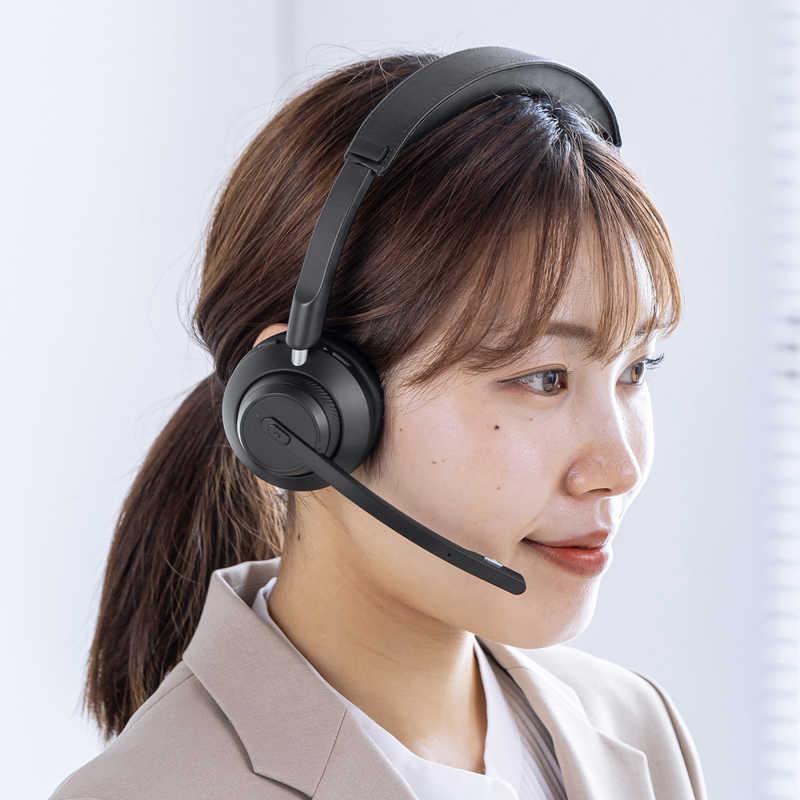 サンワサプライ Bluetoothステレオヘッドセット(クレードル付き・デュアルマイク) MM-BTSH70BKの画像